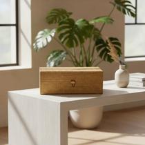 Caixa Decorativa Organizadora Multiuso Em Bambu Natural Com Tampa 12cm
