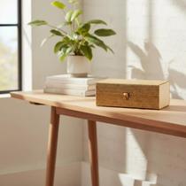 Caixa Decorativa Organizadora Multiuso Em Bambu Natural Com Tampa 15cm