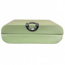 Caixa decorativa organizadora porta objetos e joias mdf revestimento pu verde 25,5x14x8cm r.01597