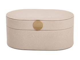 Caixa Decorativa Oval Organizadora Porta Objetos Multiuso Off White Dourado Décor Escritório Mesa