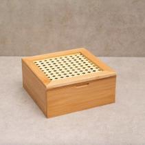 Caixa Decorativa Palha Indiana e Bambu 4 Nichos