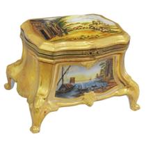 Caixa Decorativa Porcelana Dourada Classico Imagem Realista Caixa Decorativa Porcelana Dourada Classico Imagem Realista