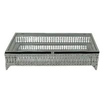 Caixa Decorativa Prata Espelhada - 18x30x7cm - Toque de Elegância: Caixa Decorativa com Detalhes em Prata!