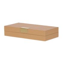 Caixa Decorativa Terra Cota e Dourado 36,5x18,5x7,5cm Caixa Decorativa Terra Cota e Dourado 36,5x18,5x7,5cm