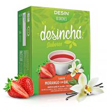 Caixa Desinchá Morango com Baunilha Suplemento Alimentar Natural 10 Sachês Original chá