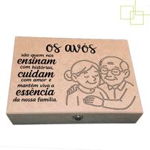 Caixa Dobradiça e Fecho em MDF Decorada Mensagem Para Presente Avós Bisavós 26x19x6 Caixa Dobradiça e Fecho em MDF Decorada Mensagem Para Presente Avós Bisavós 26x19x6