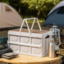 Caixa Dobrável de Armazenamento Grande com Tampa para Camping Carro e Casa