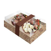 Caixa Dois Ovos de Colher P 150g Kraft Cacau Tampa Transparente - 06 Unidades - Festcolor - Rizzo