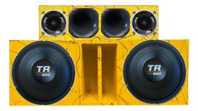 Caixa duto régua 2x12 alto falante triton tr850 4ohms + corneteira 2x2 unlike 500 cor:amarelo