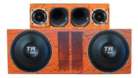 Caixa duto régua 2x12 alto falante triton tr850 4ohms + corneteira 2x2 unlike 500 cor:laranja