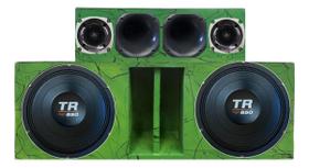 Caixa duto régua 2x12 alto falante triton tr850 4ohms + corneteira 2x2 unlike 500 cor:verde