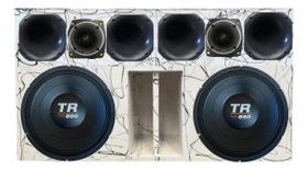 Caixa duto régua 2x12 alto falante triton tr850 4ohms + corneteira 4x2 compet