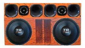 Caixa duto régua 2x12 alto falante triton tr850 4ohms + corneteira 4x2 unlike 400 cor:laranja