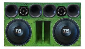 Caixa duto régua 2x12 alto falante triton tr850 4ohms + corneteira 4x2 unlike 400 cor:verde