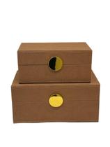 Caixa Em Mdf Com Revestimento Em Couro PU Marrom P - Mart