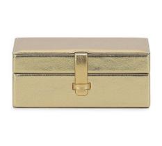 Caixa em mdf com revestimento em pu dourada