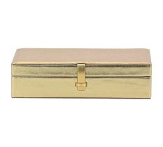 Caixa em mdf com revestimento em pu dourado