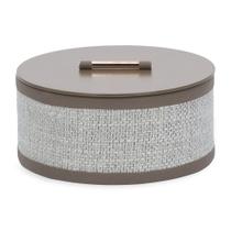 Caixa em mdf com revestimento em pu marrom e cinza 16cm mart