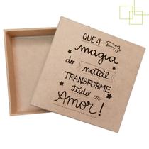 Caixa em MDF Presente Lembrancinha de Natal 15x15x5 Magia do Natal