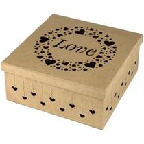 Caixa em MDF Presente Surpresa Dia dos Namorados Coração Festa na Caixa 25cm x 25cm x 10cm