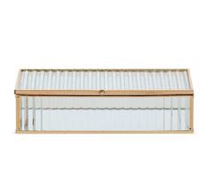 Caixa Em Vidro Canelado Com Metal Dourado P - Mart Caixa Em Vidro Canelado Com Metal Dourado P - Mart