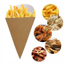 Caixa Embalagem Cone Kraft Batata Sassami Porção Peixe 50uni
