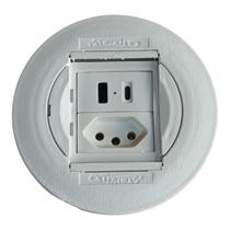 CAIXA EMBUTIR 1 TOMADA 2 USB (Tipo A+C) MOVEIS ESCRITORIO