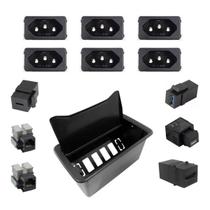 Caixa Embutir Mesa Móveis Slim Completa Tomada Usb Hdmi Rj45