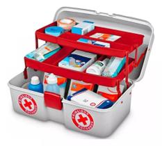 Caixa Emergência Kit Primeiros Socorros Mala Remédios Maleta Cor Branco - ARQPLAST