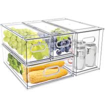 Caixa empilhável removível para gaveta de geladeira MANO 4Pack Clear