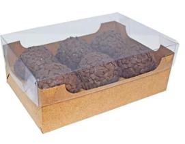 Caixa encanto c/ berco (06 doces) kraft - pct c/ 10 unidades