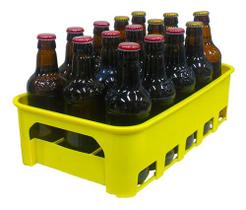 Caixa Engradado Garrafeira Cerveja 300ml P/15 Garrafas (não inclusas) - Amarelo