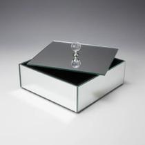Caixa Espelhada com Puxador Cristal Prata Luxo Quadrada Caixa Espelhada com Puxador Cristal Prata Luxo Quadrada
