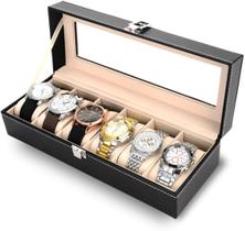Caixa Estojo 6 Relógio Grande Couro Sintética Alto Padrão Caixa Estojo 6 Relógio Grande Couro Sintética Alto Padrão