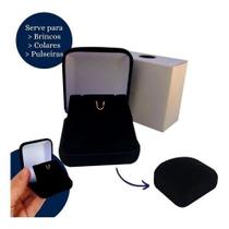 Caixa Estojo Caixinha de Veludo para joias - brincos e colar - Preta