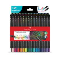 Caixa Estojo Ecolápis de Cor Supersoft 100 Cores Mina Macia Escolar Profissional Faber Castell