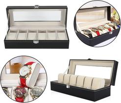 Caixa Estojo Guarda 6 Relógio Grande Recouro Costura Dupla Caixa Estojo Guarda 6 Relógio Grande Recouro Costura Dupla