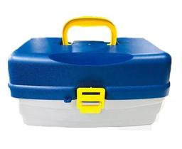 Caixa estojo maleta de pesca hi - 3 bandejas articuladas 36 x 21 x 18,5cm - azul