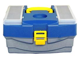 Caixa estojo maleta de pesca hi - 4 bandejas articuladas 34 x 25 x 16,5cm - azul