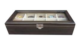 Caixa/Estojo para 10 Relógios Madeira-Ébano Flocado de Bege - Hobby Artesanato