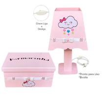 Caixa Farmácia Orgfanizadora e Luminária Quarto de Bebê Menina Rosa