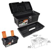 Caixa Ferramentas Grande 16 Maleta Trava Aço Bandeja Preta Caixa Ferramentas Grande 16 Maleta Trava Aço Bandeja Preta