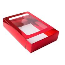 Caixa Gaveta com Visor 12x16x4cm Vermelha 10un - Assk Rizzo