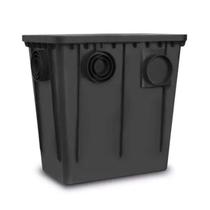 Caixa Gordura 52 Litros 52x33 cm com Cesto Preta Sistema Entrada Saída Tubos 100mm, 75mm, 50mm Roma