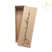 Caixa Gratidão em MDF Embalagem Presente Vinho Bebida 33x10x9