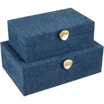 Caixa Home&Co 8x15x25cm Chenile Azul 2pçs Decoração para Casa Sala e Ambiente Caixa Home&Co 8x15x25cm Chenile Azul 2pçs Decoração para Casa Sala e Ambiente