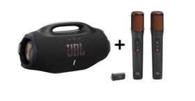 Caixa jbl boombox 4 34h de reprodução, bateria removível, com 2 microfone sem fio recarregável, com função karaokê
