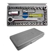 Caixa Jogo Chave Catraca Reversível Com Soquetes 40 Peças Caixa Jogo Chave Catraca Reversível Com Soquetes 40 Peças