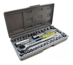 Caixa Jogo Chave Catraca Reversível Com Soquetes 40 Peças Caixa Jogo Chave Catraca Reversível Com Soquetes 40 Peças