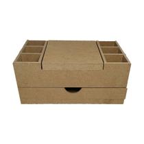 Caixa Joias com Tampa Dobradiça com Espelho 30x19x13 Mdf Madeira